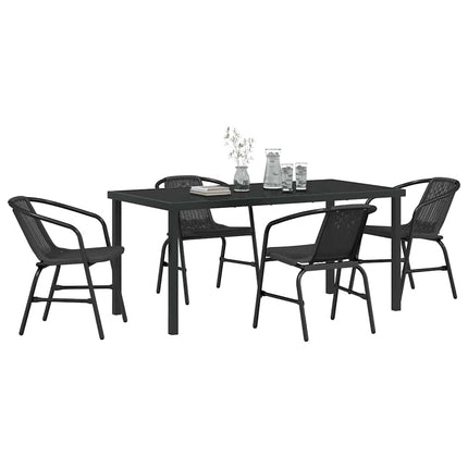 Trädgårdsmöbelset 5 pcs Svart Pulverlackerat stål