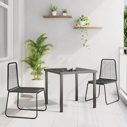 Trädgårdsmöbelset 3 pcs Svart Pulverlackerat stål