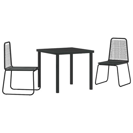 Trädgårdsmöbelset 3 pcs Svart Pulverlackerat stål