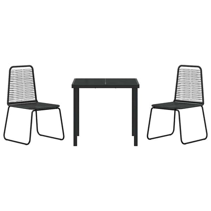 Trädgårdsmöbelset 3 pcs Svart Pulverlackerat stål