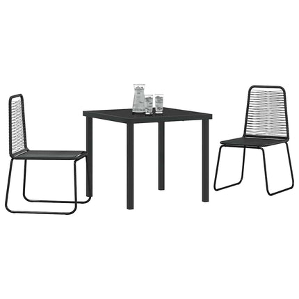 Trädgårdsmöbelset 3 pcs Svart Pulverlackerat stål