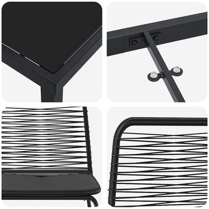 Trädgårdsmöbelset 5 pcs Svart Pulverlackerat stål