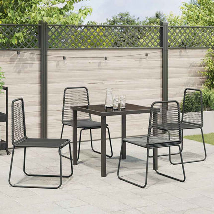Trädgårdsmöbelset 5 pcs Svart Pulverlackerat stål