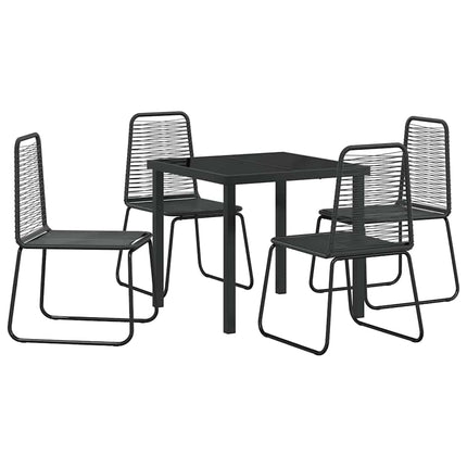 Trädgårdsmöbelset 5 pcs Svart Pulverlackerat stål