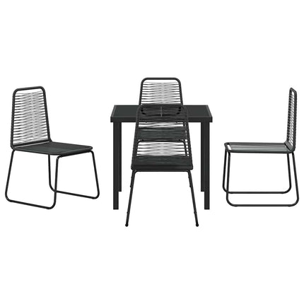 Trädgårdsmöbelset 5 pcs Svart Pulverlackerat stål