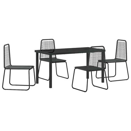 Trädgårdsmöbelset 5 pcs Svart Pulverlackerat stål