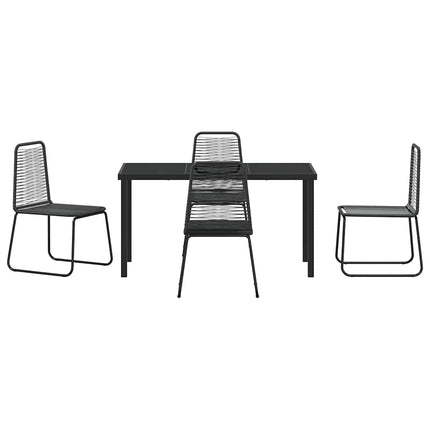 Trädgårdsmöbelset 5 pcs Svart Pulverlackerat stål