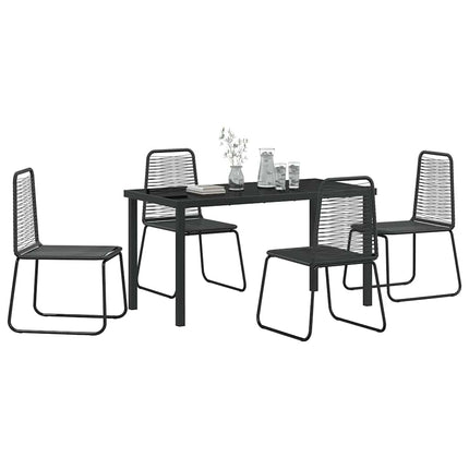 Trädgårdsmöbelset 5 pcs Svart Pulverlackerat stål