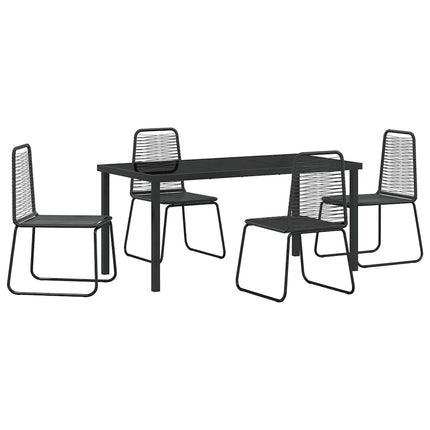 Trädgårdsmöbelset 5 pcs Svart Pulverlackerat stål