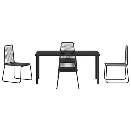 Trädgårdsmöbelset 5 pcs Svart Pulverlackerat stål
