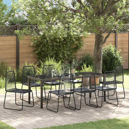 Trädgårdsmöbelset 9 pcs Svart Pulverlackerat stål