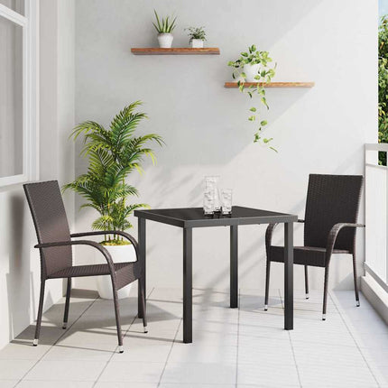 Trädgårdsmöbelset 3 pcs Brun Pulverlackerat stål