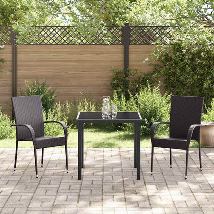 Trädgårdsmöbelset 3 pcs Brun Pulverlackerat stål