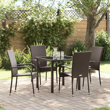 Trädgårdsmöbelset 5 pcs Brun Pulverlackerat stål