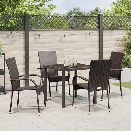 Trädgårdsmöbelset 5 pcs Brun Pulverlackerat stål
