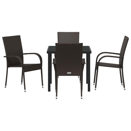 Trädgårdsmöbelset 5 pcs Brun Pulverlackerat stål