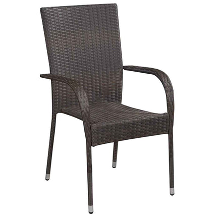 Trädgårdsmöbelset 5 pcs Brun Pulverlackerat stål