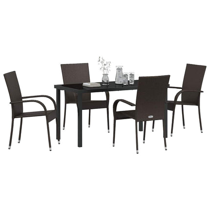 Trädgårdsmöbelset 5 pcs Brun Pulverlackerat stål