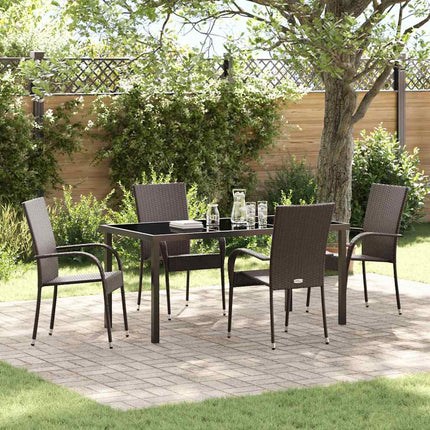 Trädgårdsmöbelset 5 pcs Brun Pulverlackerat stål