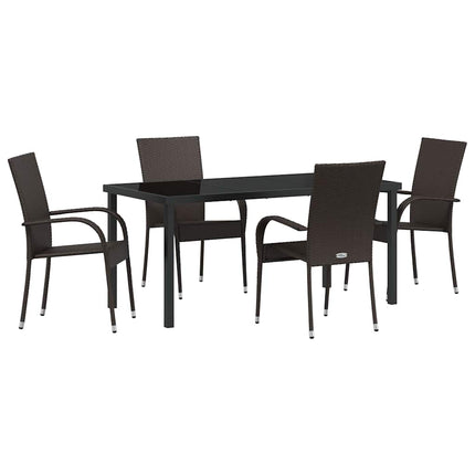 Trädgårdsmöbelset 5 pcs Brun Pulverlackerat stål