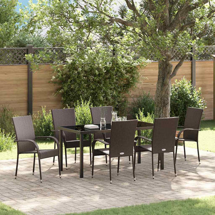Trädgårdsmöbelset 7 pcs Brun Pulverlackerat stål