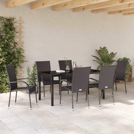 Trädgårdsmöbelset 7 pcs Brun Pulverlackerat stål