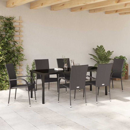 Trädgårdsmöbelset 7 pcs Brun Pulverlackerat stål