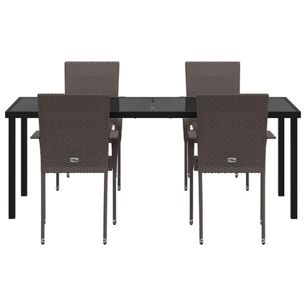 Trädgårdsmöbelset 5 pcs Brun Pulverlackerat stål