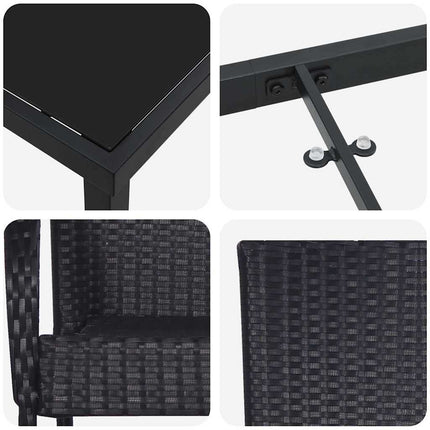Trädgårdsmöbelset 5 pcs Svart Pulverlackerat stål