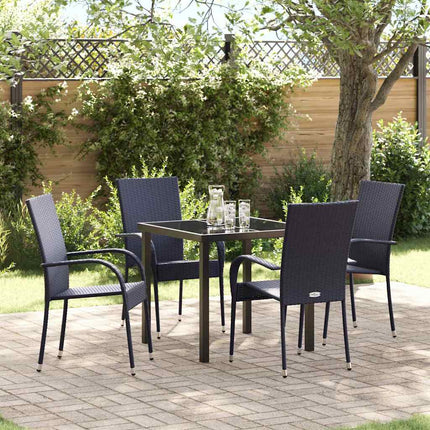 Trädgårdsmöbelset 5 pcs Svart Pulverlackerat stål