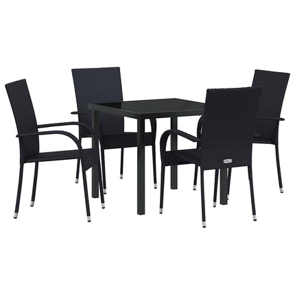 Trädgårdsmöbelset 5 pcs Svart Pulverlackerat stål