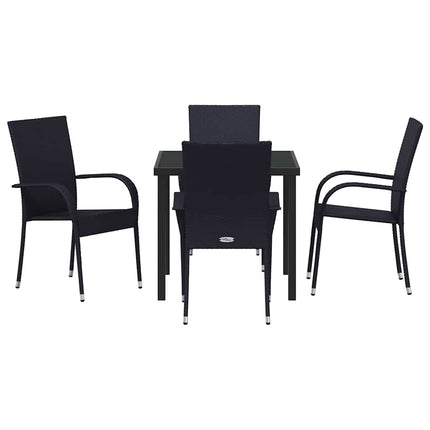 Trädgårdsmöbelset 5 pcs Svart Pulverlackerat stål