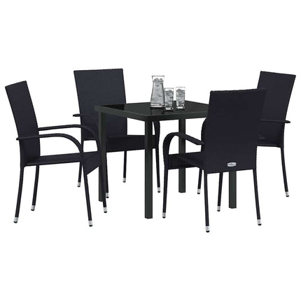 Trädgårdsmöbelset 5 pcs Svart Pulverlackerat stål