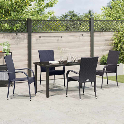Trädgårdsmöbelset 5 pcs Svart Pulverlackerat stål