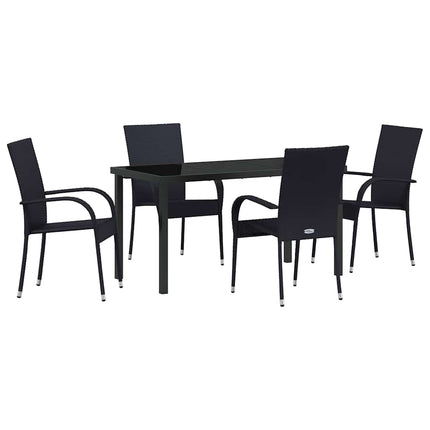 Trädgårdsmöbelset 5 pcs Svart Pulverlackerat stål