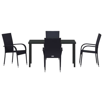 Trädgårdsmöbelset 5 pcs Svart Pulverlackerat stål
