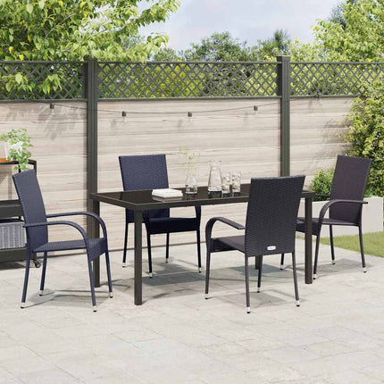 Trädgårdsmöbelset 5 pcs Svart Pulverlackerat stål