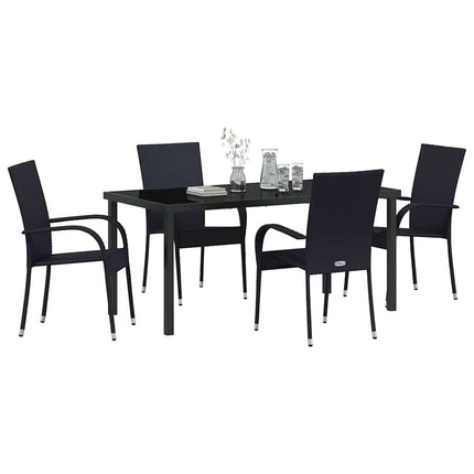 Trädgårdsmöbelset 5 pcs Svart Pulverlackerat stål