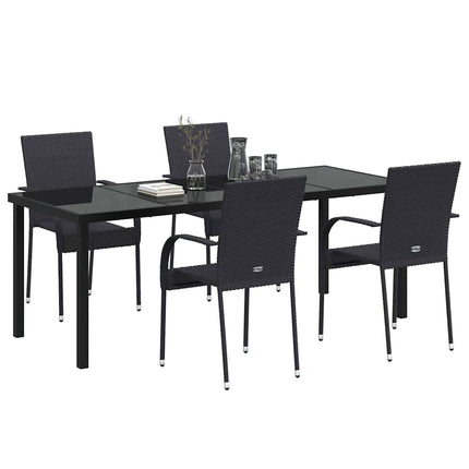 Trädgårdsmöbelset 5 pcs Svart Pulverlackerat stål