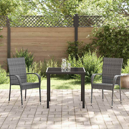 Trädgårdsmöbelset 3 pcs Grå Pulverlackerat stål