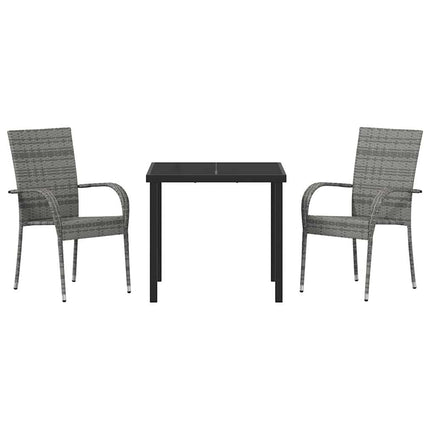 Trädgårdsmöbelset 3 pcs Grå Pulverlackerat stål