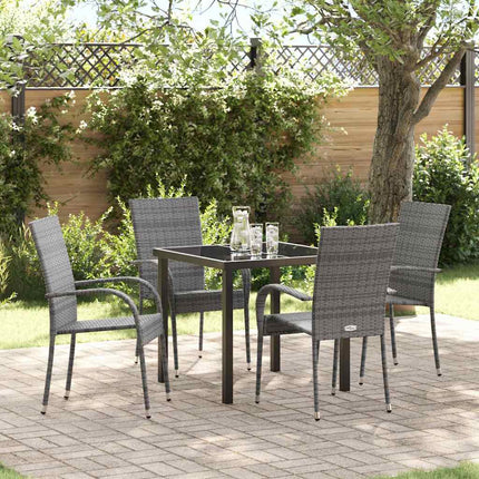 Trädgårdsmöbelset 5 pcs Grå Pulverlackerat stål