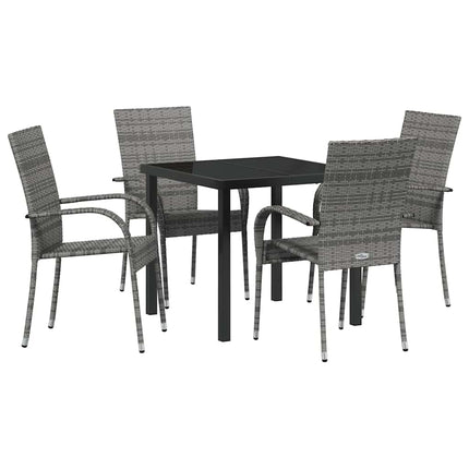 Trädgårdsmöbelset 5 pcs Grå Pulverlackerat stål