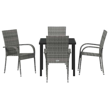 Trädgårdsmöbelset 5 pcs Grå Pulverlackerat stål