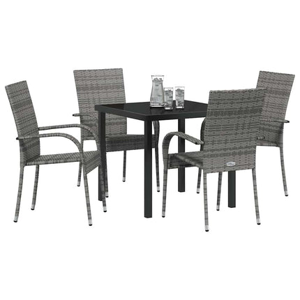 Trädgårdsmöbelset 5 pcs Grå Pulverlackerat stål