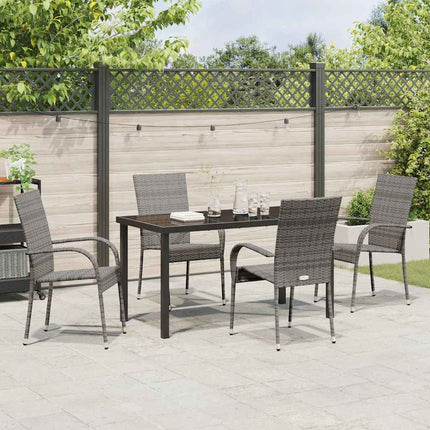 Trädgårdsmöbelset 5 pcs Grå Pulverlackerat stål