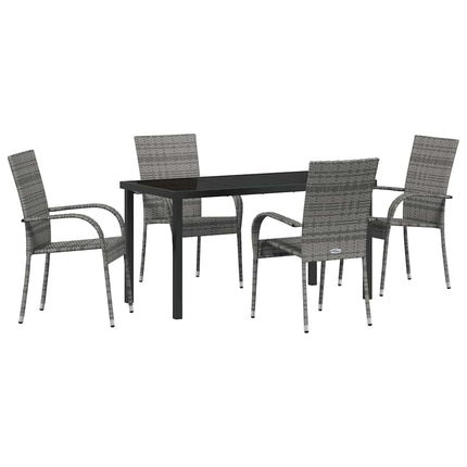 Trädgårdsmöbelset 5 pcs Grå Pulverlackerat stål