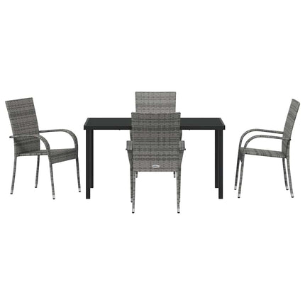 Trädgårdsmöbelset 5 pcs Grå Pulverlackerat stål