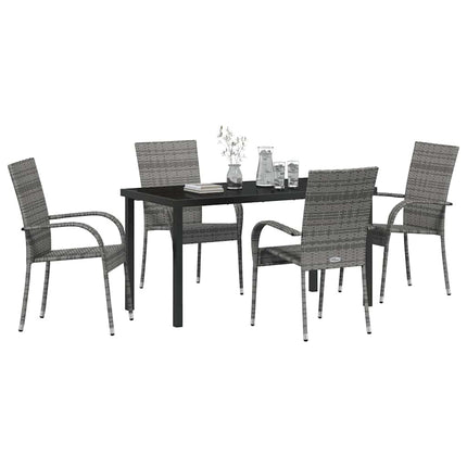 Trädgårdsmöbelset 5 pcs Grå Pulverlackerat stål