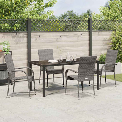 Trädgårdsmöbelset 5 pcs Grå Pulverlackerat stål